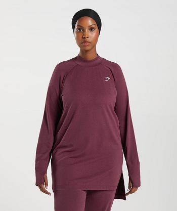 Dámské Oříznuté Topy Gymshark Vital Seamless Long Line Vínové | CZ 3750ZUT